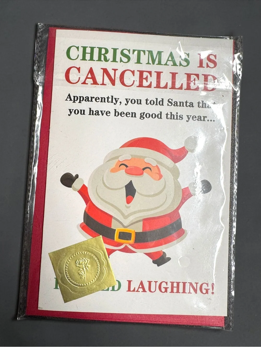 Funny Christmas Card Santa Died Laughing Blank Inside New